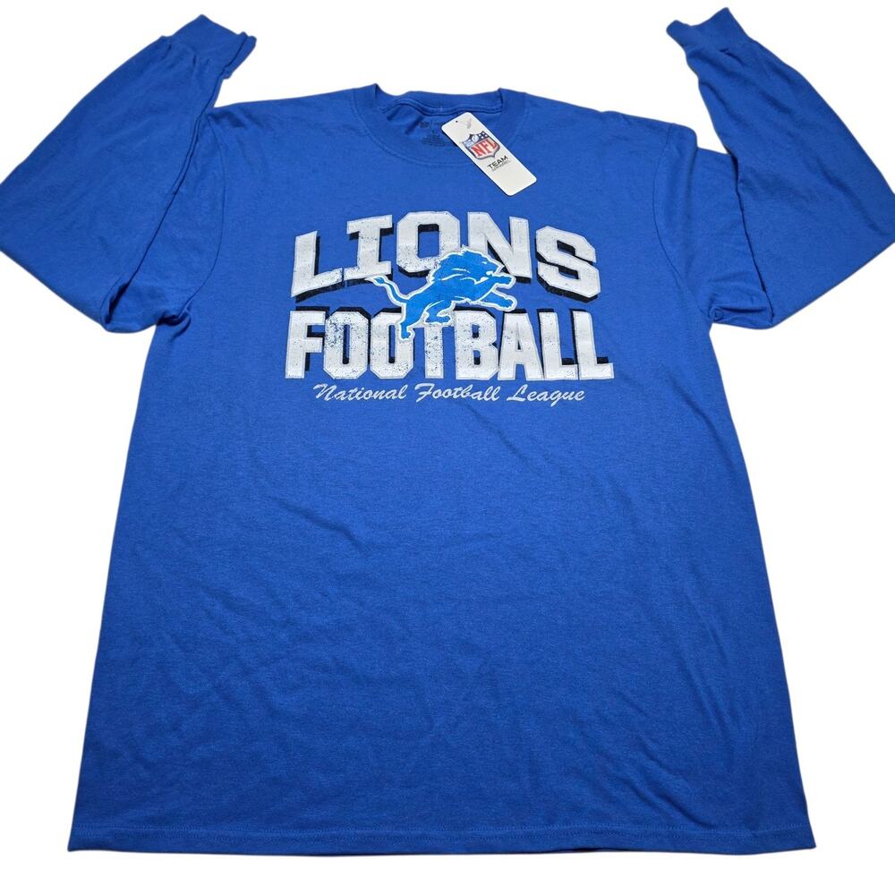 Detroit Lions NFL Football Longsleeve T-Shirt Large Blue Team Apparel NWT